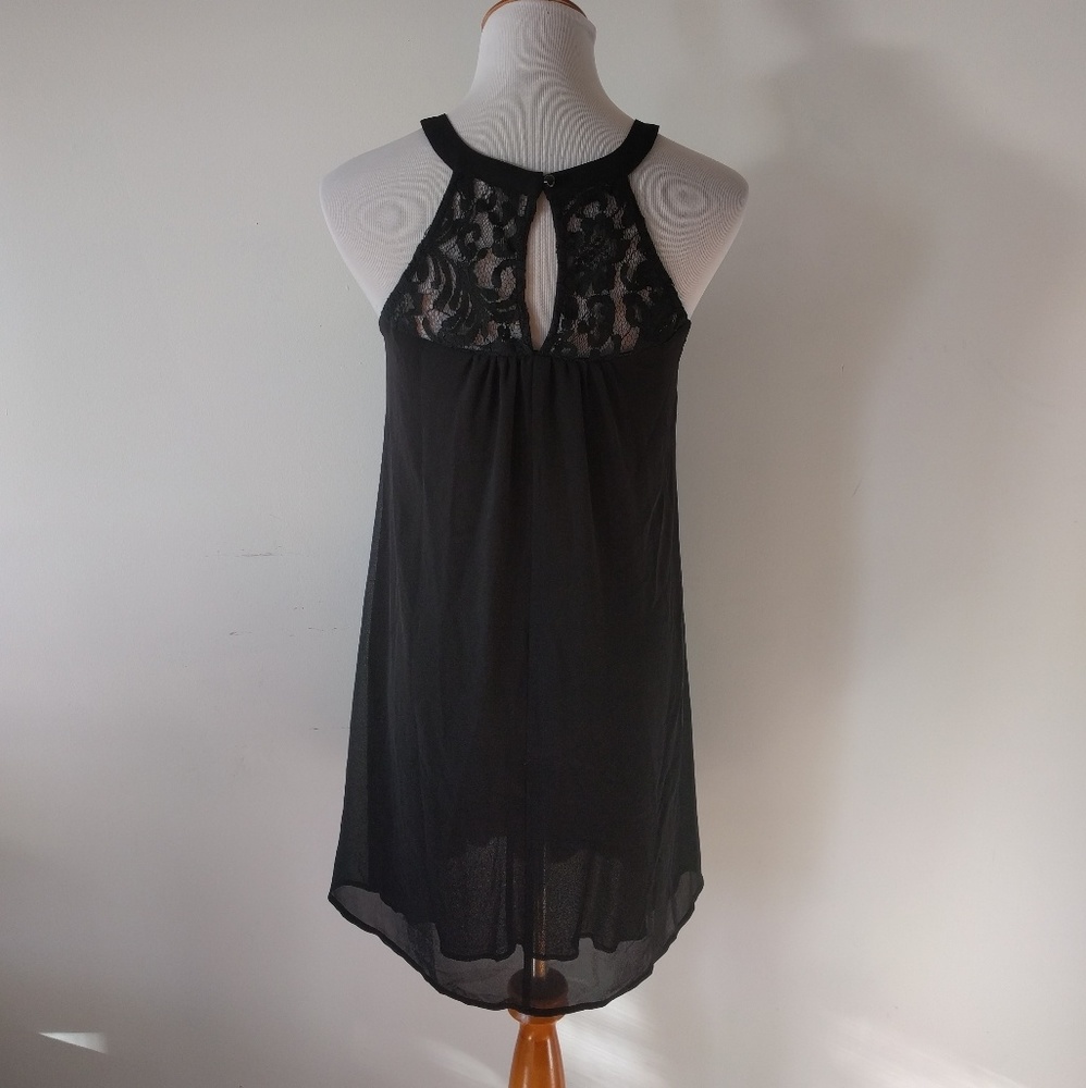 ❎ *Sold* Black Lace Chiffon Halter Tunic Dress - Picture 4 of 5